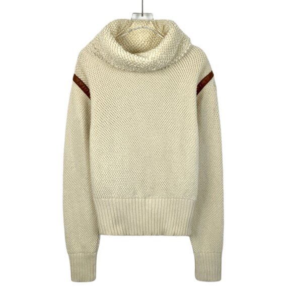 H14656 Hermes Beige cashmere turtleneck long-sleeved knitted sweater 36 XS size - Picture 1 of 7